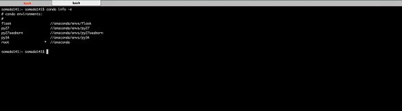 Output of the conda info -e command on my system